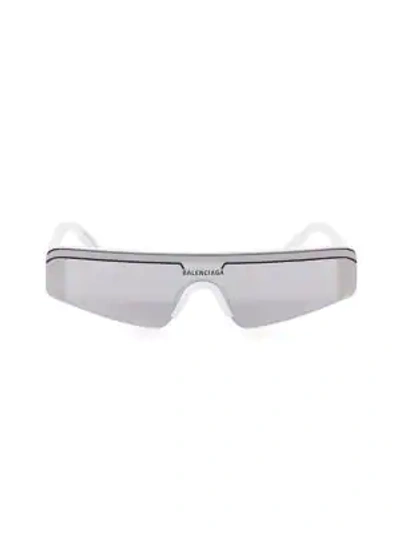 Balenciaga 99mm Angular Shield Sunglasses In White