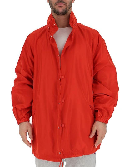 Balenciaga Men's Tonal Logo Raincoat In Red Pattern