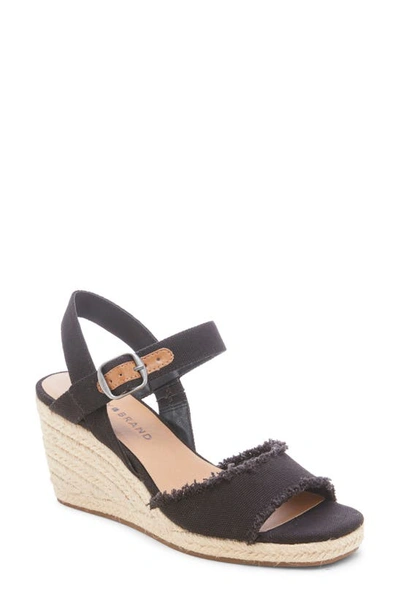 Lucky Brand Mindra Espadrille Wedge Sandal In Black Fabric