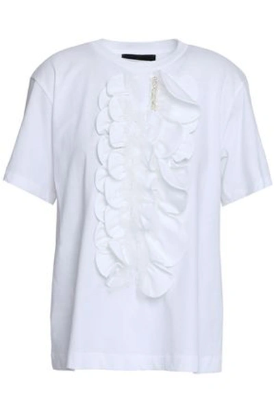 Simone Rocha Woman Easy Asymmetric Ruched Cotton-jersey T-shirt White