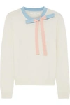 CHINTI & PARKER CHINTI AND PARKER WOMAN BOW-EMBELLISHED CASHMERE AND WOOL-BLEND SWEATER CREAM,3074457345620255771