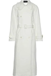 SIMONE ROCHA WOMAN DOUBLE-BREASTED LACE-TRIMMED COTTON-BLEND TRENCH COAT IVORY,GB 272216335173508