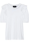 SIMONE ROCHA SIMONE ROCHA WOMAN RUFFLED EMBELLISHED COTTON-JERSEY TOP WHITE,3074457345620213803