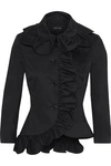 SIMONE ROCHA SIMONE ROCHA WOMAN RUFFLE-TRIMMED COTTON-BLEND JACKET BLACK,3074457345620213815