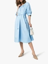 JOSEPH JOSEPH SHAN SQUARE NECK THREE-QUARTER PEASANT SLEEVE COTTON DRESS,JF00323113651066