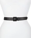 Saint Laurent Tonal Ysl Monogram Leather Belt In Black