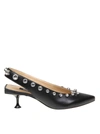 SERGIO ROSSI BLACK LEATHER DECOLLETE WITH STUDS,10835185