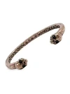 JOHN VARVATOS Skulls & Daggers Black Diamond & Brass Open Cuff Bracelet