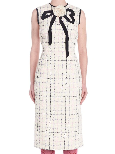 Gucci Grosgrain-trimmed Checked Tweed Dress In Multicolor