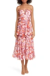 AMUR DARLA FLORAL PRINT SILK MIDI DRESS,580630