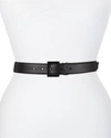 Saint Laurent Tonal Ysl Monogram Leather Belt In Black