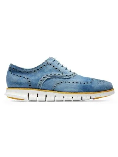 Cole Haan Men's Zerogrand Wingtip Oxfords Men's Shoes In Blue Suede