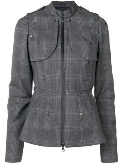 A.f.vandevorst Checked Fitted Jacket In Grey