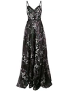 MARCHESA NOTTE FLORAL EMBROIDERED GOWN