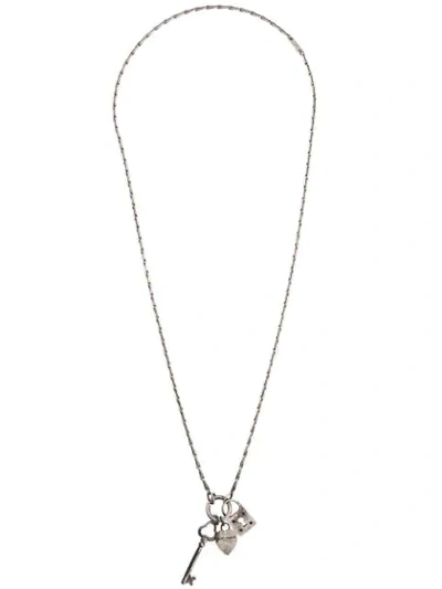 Saint Laurent Key Pendat Necklace - 银色 In Old Silver