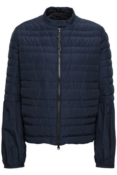 Brunello Cucinelli Woman Bead-embellished Quilted Poplin Jacket Navy