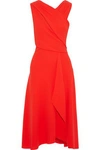 IRIS & INK IRIS & INK WOMAN IRIS DRAPED CREPE MIDI DRESS TOMATO RED,3074457345620311344