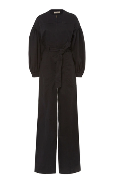 Ulla Johnson Akiba Belted Cotton Wide-leg Jumpsuit In Black