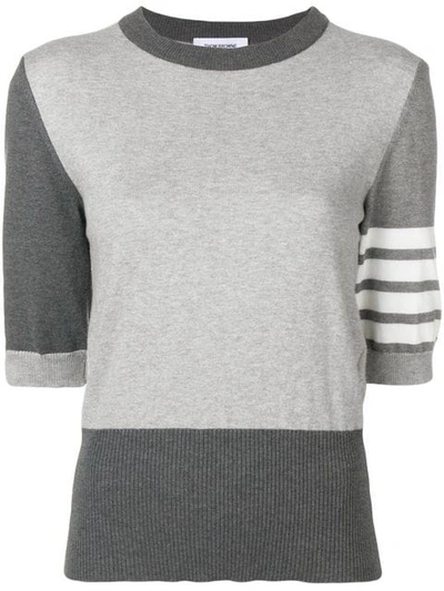 Thom Browne 4-bar Fun-mix Cotton Tee In Grey