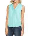 Vince Camuto Rumpled Satin Blouse In Bright Aqua