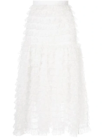 Bambah Victorian Lace Midi Skirt In White
