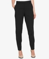 Dkny Petite Slim-straight Pull-on Dress Pants In Black