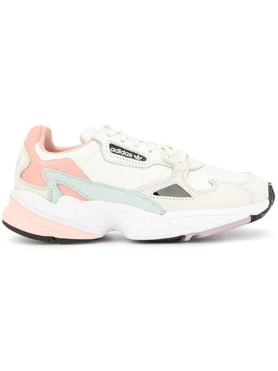 Adidas Originals Pink Falcon Sneakers In White