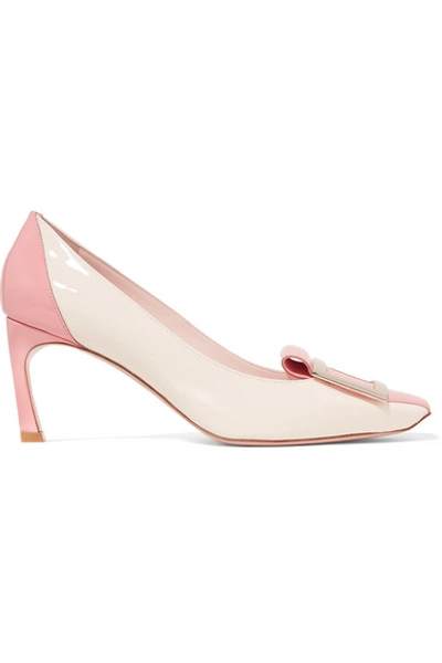 Roger Vivier Trompette Tongue Two-tone Patent-leather Pumps In White