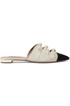 AQUAZZURA MONDAINE TWO-TONE KNOTTED FAILLE SLIPPERS