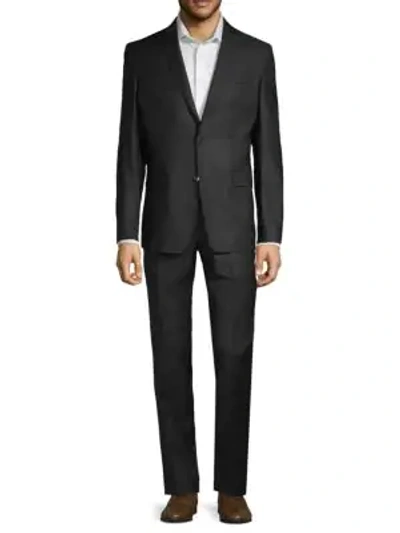 Versace Modern-fit Solid-color Wool Suit In Bluette