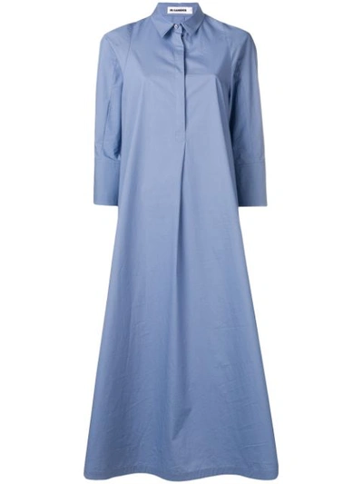 Jil Sander Maxi Shirt Dress In 450 Light/pastel Blue
