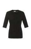 Rosetta Getty Black Cropped Sleeve T-shirt