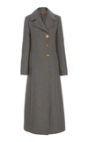 Tory Burch Wool Logo Clasp Long Coat In Dark Cloud