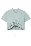 ALEXANDER WANG T CROPPED RUCHED COTTON-JERSEY T-SHIRT
