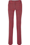 VERSACE CHECKED COTTON-BLEND TWILL STRAIGHT-LEG PANTS