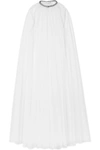 MONIQUE LHUILLIER BRIE CRYSTAL-EMBELLISHED SWISS-DOT TULLE CAPE