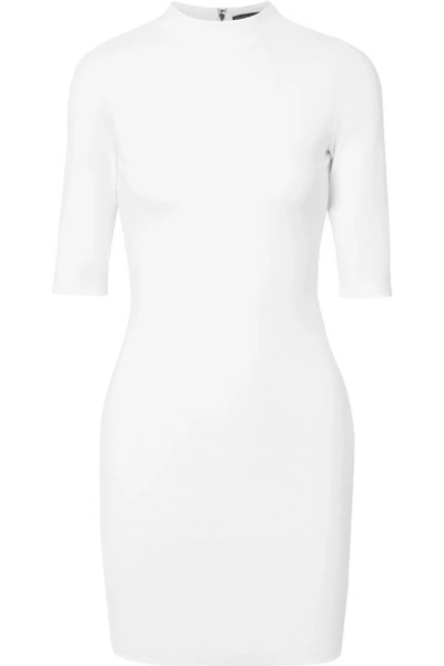 Alice And Olivia Delora Fitted Mock Neck Mini Dress In Off White
