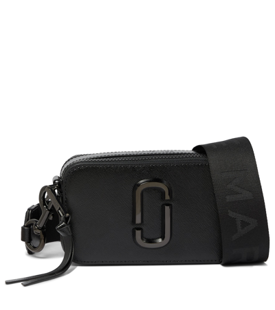 Marc Jacobs 'the Snapshot' Black Shoulder Bag With Metal Logo At The Front
