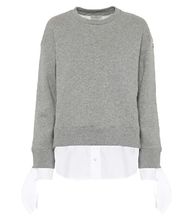 Moncler Embellished Cotton-blend Sweatshirt In Grey