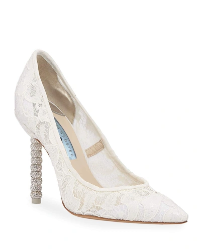 Sophia Webster Coco Crystal-embellished Lace Pumps In White