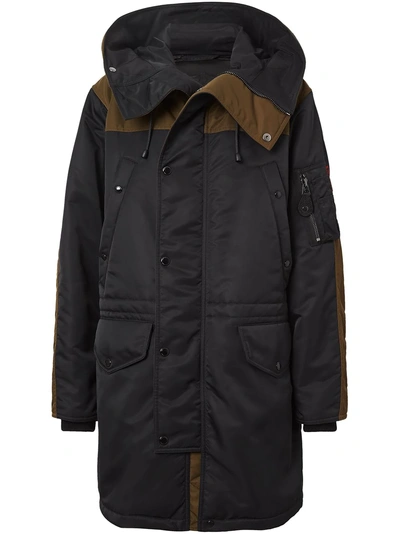 Burberry Coloublock Padded Parka In Black