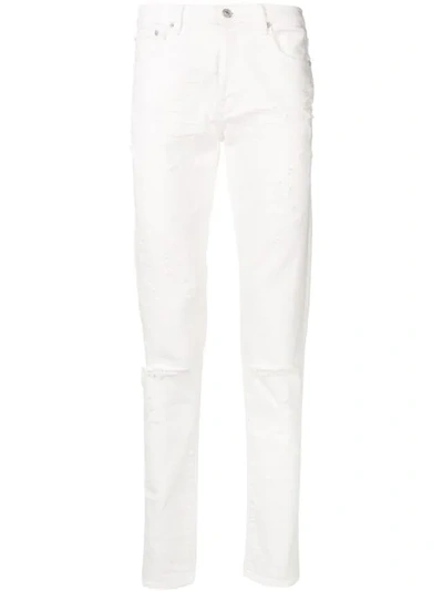 Givenchy Men's Distressed Skinny Stretch Denim Jeans In White