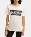 DKNY REVERSIBLE-SEQUIN LOGO CREWNECK TOP