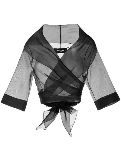 Paule Ka Black Sheer Silk-organza Shawl