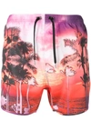 NEIL BARRETT NEIL BARRETT PALM TREE SWIMMING SHORTS - 粉色