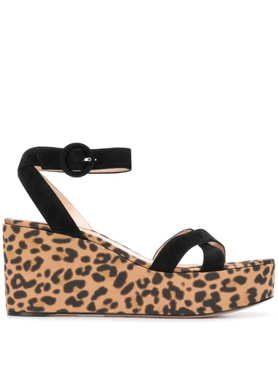 Gianvito Rossi Leopard-print 80 Calf-hair Platform Sandals In Black+leopard Print