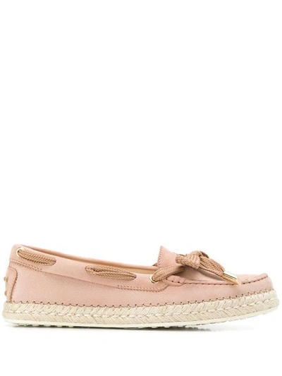 Tod's Gommino Bow-detailed Nubuck Espadrilles In Pink