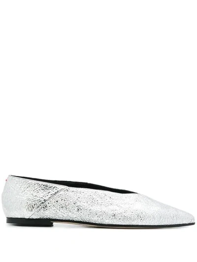 Aeyde Pointed Toe Ballerina Shoes In Silver