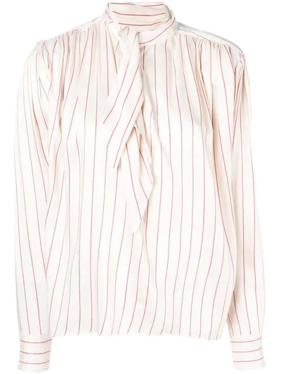 Isabel Marant Ogi Striped Silk-blend Blouse In Neutrals