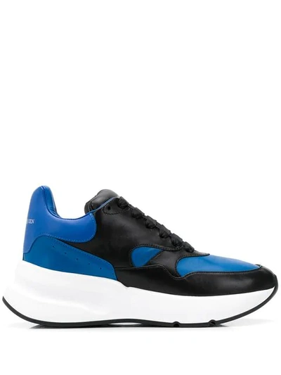 Alexander Mcqueen Runner Raised-sole Low-top Leather Trainers In Blue